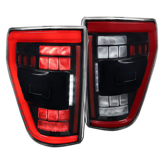 Spec-D® - Driver and Passenger Side Gloss Black/Clear Sequential Fiber Optic LED Tail Lights
