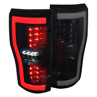 Spec-D® - Driver and Passenger Side Gloss Black/Smoke Fiber Optic LED Tail Lights