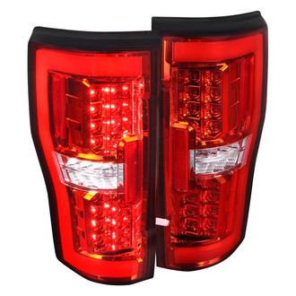 Spec-D® - Driver and Passenger Side Chrome/Red Fiber Optic LED Tail Lights