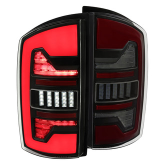 Spec-D® - Driver and Passenger Side Matte Black/Smoke Fiber Optic LED Tail Lights