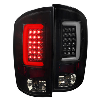 Spec-D® - Driver and Passenger Side Gloss Black/Smoke Fiber Optic LED Tail Lights