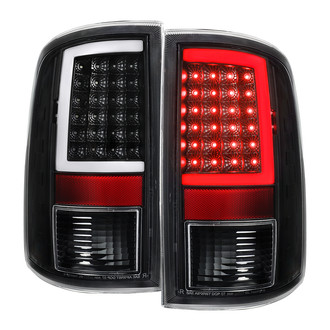 Spec-D® - Driver and Passenger Side Black/Clear C-Bar Fiber Optic LED Tail Lights