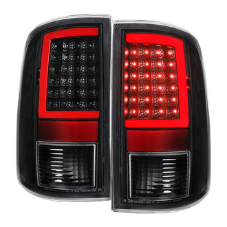 Spec-D® - Driver and Passenger Side Black/Clear C-Bar Fiber Optic LED Tail Lights
