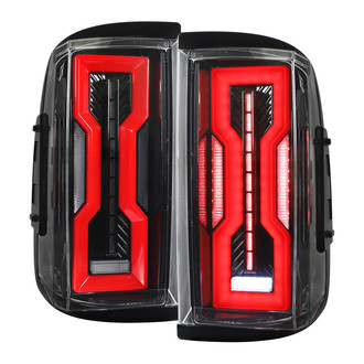 Spec-D® - Driver and Passenger Side Jet Black/Clear Fiber Optic LED Tail Lights