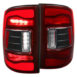 Spec-D® - Driver and Passenger Side Matte Black/Red Fiber Optic LED Tail Lights