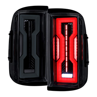 Spec-D® - Driver and Passenger Side Glossy Black/Smoke Fiber Optic LED Tail Lights