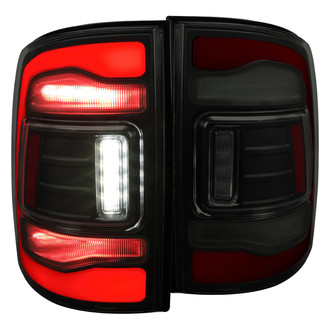 Spec-D® - Driver and Passenger Side Matte Black/Smoke Fiber Optic LED Tail Lights