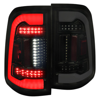 Spec-D® - Driver and Passenger Side Gloss Black/Smoke Fiber Optic LED Tail Lights