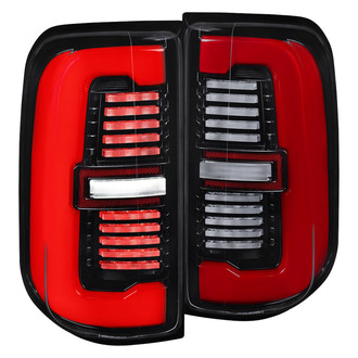 Spec-D® - Driver and Passenger Side Gloss Black Sequential Fiber Optic LED Tail Lights