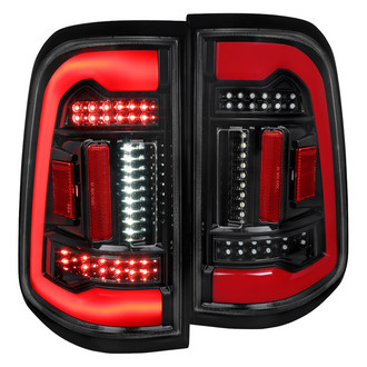 Spec-D® - Driver and Passenger Side Gloss Black/Red Fiber Optic LED Tail Lights