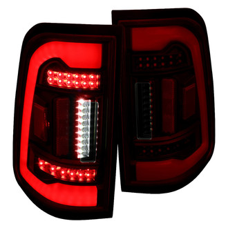 Spec-D® - Driver and Passenger Side Gloss Black/Smoke Fiber Optic LED Tail Lights