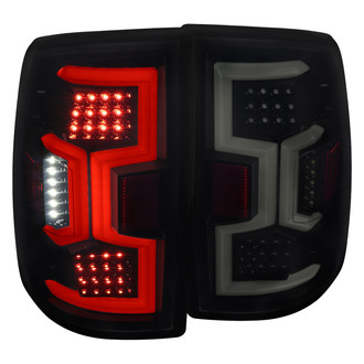 Spec-D® - Driver and Passenger Side Gloss Black/Smoke Sequential Fiber Optic LED Tail Lights
