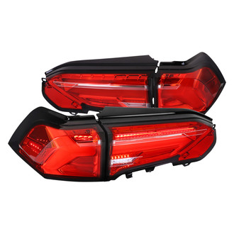 Spec-D® - Driver and Passenger Side Chrome/Red Sequential Fiber Optic LED Tail Lights