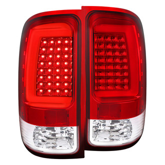 Spec-D® - Driver and Passenger Side Chrome/Red Fiber Optic LED Tail Lights