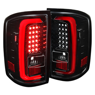 Spec-D® - Driver and Passenger Side Gloss Black/Red Fiber Optic LED Tail Lights