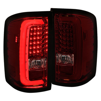 Spec-D® - Driver and Passenger Side Chrome Red/Smoke Fiber Optic LED Tail Lights