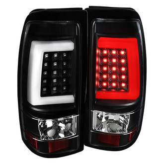 Spec-D® - Driver and Passenger Side Black/Chrome C-Shape Fiber Optic LED Tail Lights