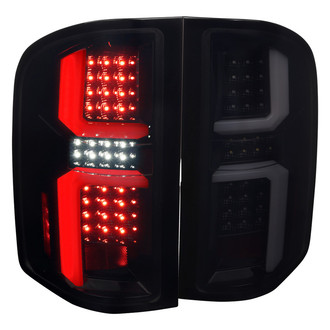 Spec-D® - Driver and Passenger Side Gloss Black/Smoke Fiber Optic LED Tail Lights