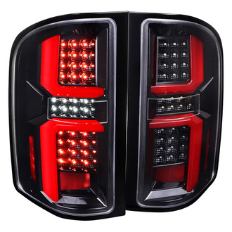 Spec-D® - Driver and Passenger Side Gloss Black Fiber Optic LED Tail Lights