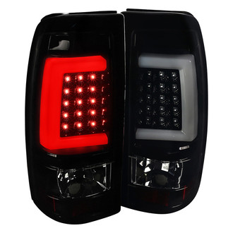 Spec-D® - Driver and Passenger Side Glossy Black/Smoke Fiber Optic LED Tail Lights