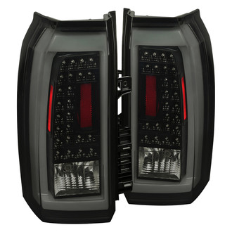 Spec-D® - Driver and Passenger Side Gloss Black/Smoke Fiber Optic LED Tail Lights