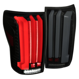 Spec-D® - Driver and Passenger Side Matte Black/Smoke Sequential Fiber Optic LED Tail Lights