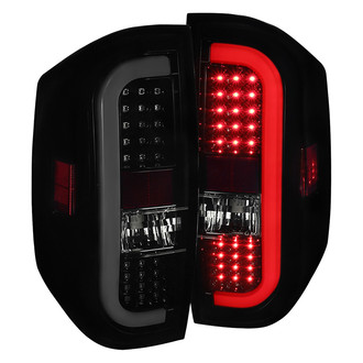 Spec-D® - Driver and Passenger Side Gloss Black/Smoke Sequential Fiber Optic LED Tail Lights
