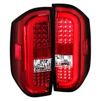 Spec-D® - Driver and Passenger Side Chrome/Red Sequential Fiber Optic LED Tail Lights