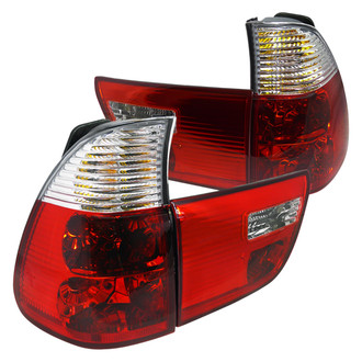 Spec-D® - Driver and Passenger Side Chrome/Red Euro Tail Lights
