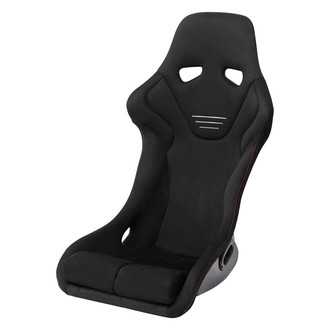 Spec-D® - Fiber Glass Black Suede Bucket Racing Seat with Double Red Stitch