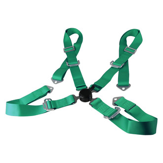 Spec-D® - 4-Point Camlock Green Racing Seat Harness Set