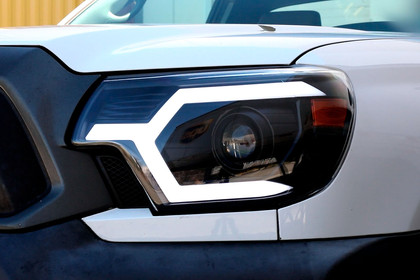 Spec-D® - Driver and Passenger Side Matte Black/Smoke Sequential LED DRL Bar Projector Headlights, Installation