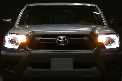 Spec-D® - Driver and Passenger Side Matte Black LED DRL Bar Projector Headlights, Installation