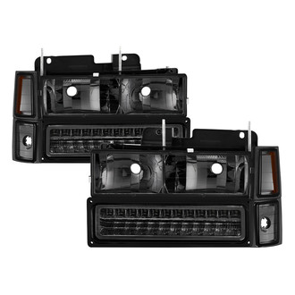 Spyder® - Driver and Passenger Side Chrome/Smoke Euro Headlights with LED Turn Signal/Parking and Corner Lights