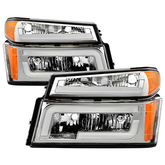 Spyder® - Driver and Passenger Side Chrome LED Light Tube Euro Headlights