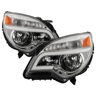 Spyder® - Driver and Passenger Side Chrome LED Light Tube Euro Headlights