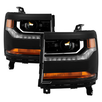 Spyder® - Driver and Passenger Side Black Factory Style Projector Headlights with LED DRL