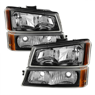 Spyder® - Driver and Passenger Side Black Euro Headlights with Turn Signal/Parking Lights