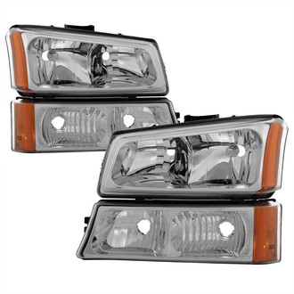 Spyder® - Driver and Passenger Side Chrome Euro Headlights with Turn Signal/Parking Lights