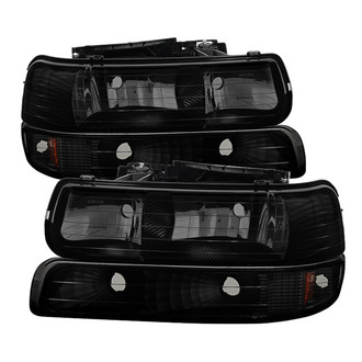 Spyder® - Driver and Passenger Side Black/Smoke Euro Headlights with Bumper Lights