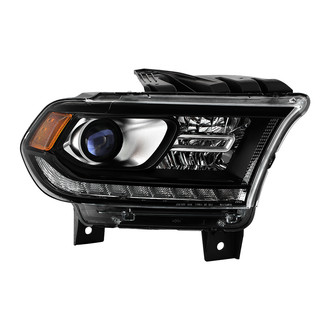 Spyder® - Passenger Side Black Factory Style Projector Headlight with LED DRL