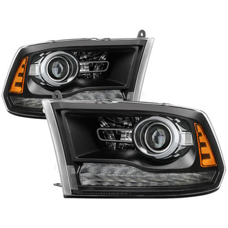 Spyder® - Driver and Passenger Side Black Projector Headlights with Switchback LED DRL