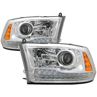 Spyder® - Driver and Passenger Side Chrome Projector Headlights with Switchback LED DRL