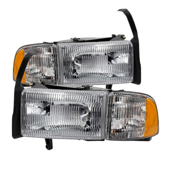 Spyder® - Driver and Passenger Side Chrome Factory Style Headlights with Turn Signal/Corner Lights