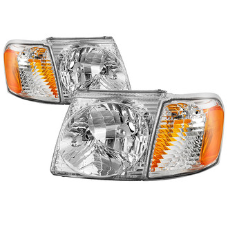 Spyder® - Driver and Passenger Side Chrome Euro Headlights with Corner Lights