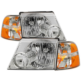 Spyder® - Driver and Passenger Side Chrome Factory Style Headlights with Turn Signal/Corner Lights