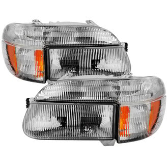 Spyder® - Driver and Passenger Side Chrome Factory Style Headlights with Turn Signal/Corner Lights