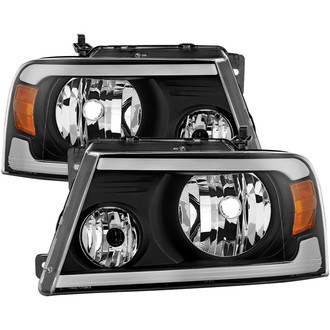 Spyder® - Driver and Passenger Side Black Headlights with Sequential LED Turn Signal