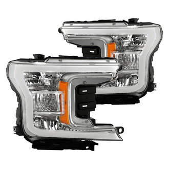 Spyder® - Driver and Passenger Side Chrome Switchback LED DRL Bar Euro Headlights