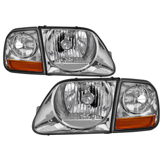 Spyder® - Driver and Passenger Side Chrome Euro Headlights with Corner Lights